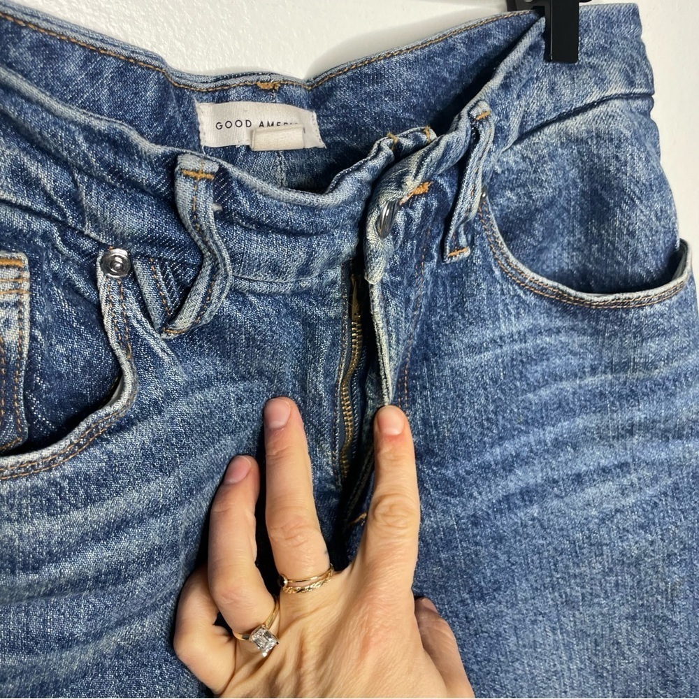 Good American Good Curve High Waist Raw Hem Straight Leg Jeans Womens 4/27 - Picture 3 of 10